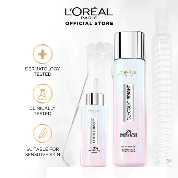 L'Oréal Paris - Makeup L'Oreal Glycolic Bright Instant Glow Peeling Toner, 128ml L'Oréal Paris - Makeup L'Oreal Glycolic Bright Instant Glow Peeling Toner, 128ml