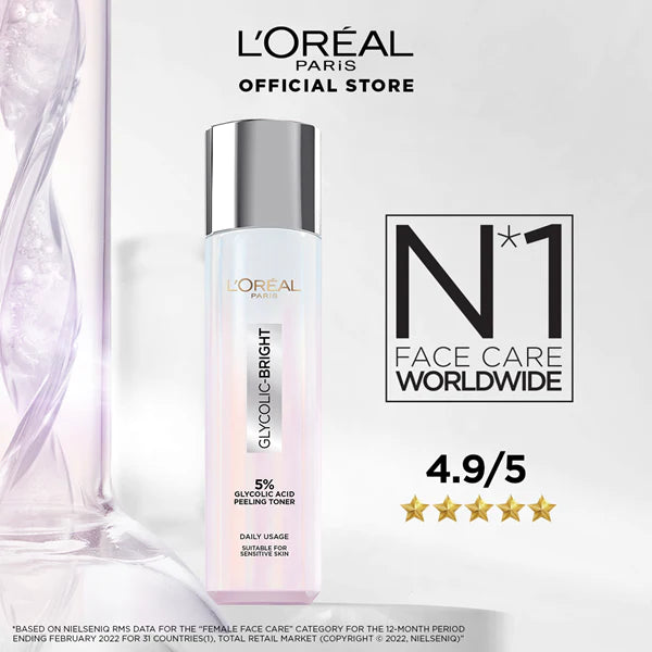 L'Oréal Paris - Makeup L'Oreal Glycolic Bright Instant Glow Peeling Toner, 128ml L'Oréal Paris - Makeup L'Oreal Glycolic Bright Instant Glow Peeling Toner, 128ml