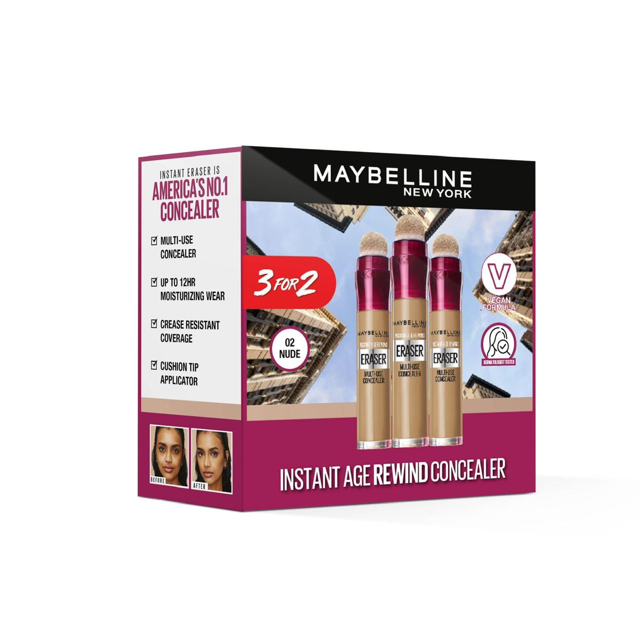 Maybelline New York Maybelline Instant Age Rewind Concealer - 2 Nude, 3 Pieces, Maybelline New York Maybelline Instant Age Rewind Concealer - 2 Nude, 3 Pieces,