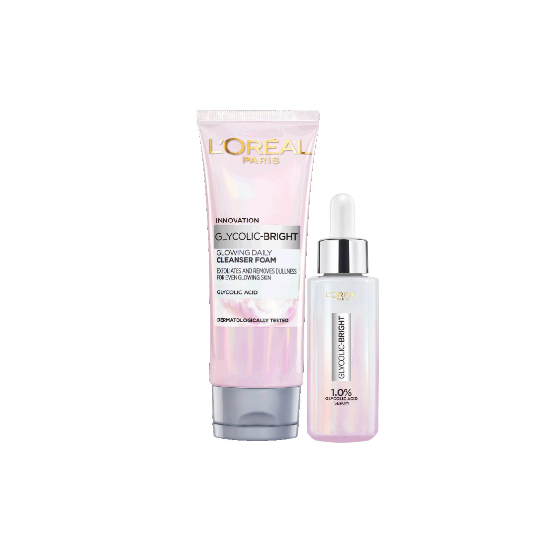 L'Oréal Paris - Makeup Glycolic Bright Wash + Glycolic Bright Instant Glowing Face Serum L'Oréal Paris - Makeup Glycolic Bright Wash + Glycolic Bright Instant Glowing Face Serum