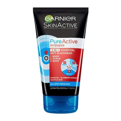 Garnier Pure Active 3-in-1 Charcoal Wash, Scrub and Mask -20% Discount Cleansers & Toners Garnier 