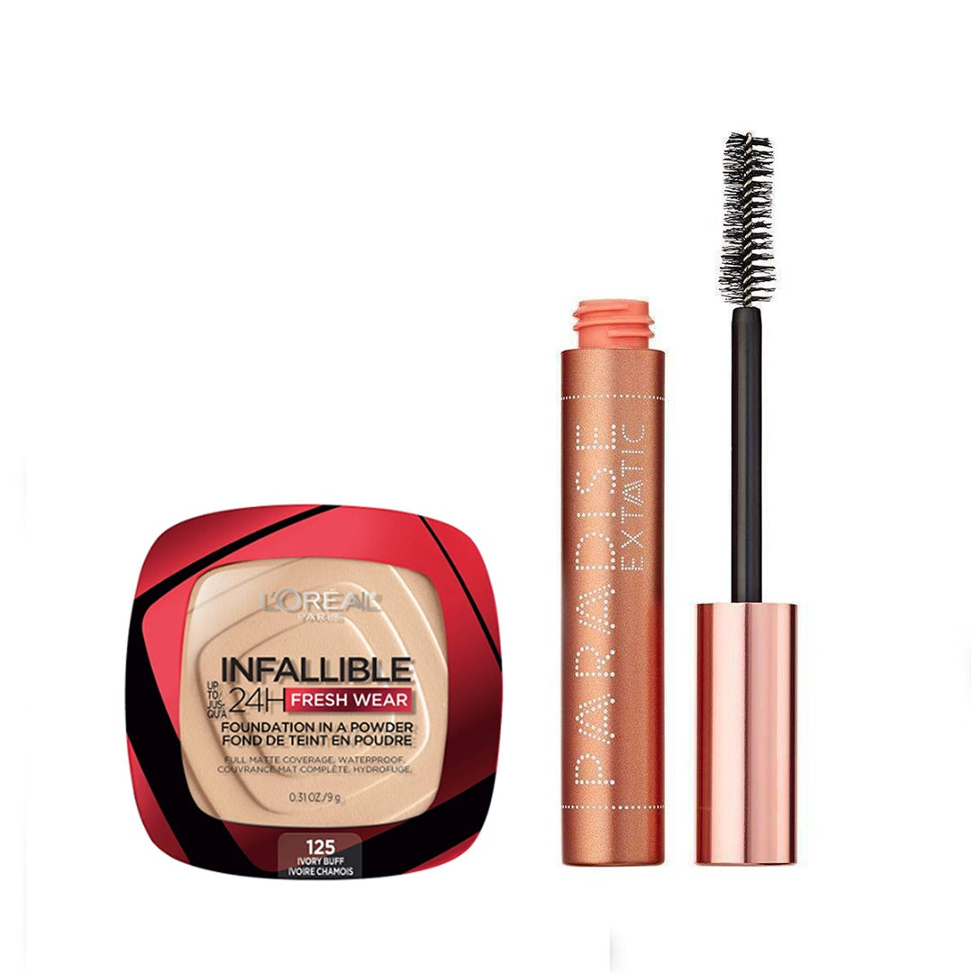 L'Oréal Paris - Makeup 24H FreshWear Foundation in a Powder + Lash Paradise Mascara L'Oréal Paris - Makeup 24H FreshWear Foundation in a Powder + Lash Paradise Mascara
